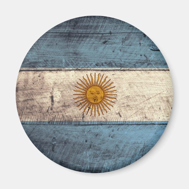 Imán Bandera argentina de madera antigua (Frente)
