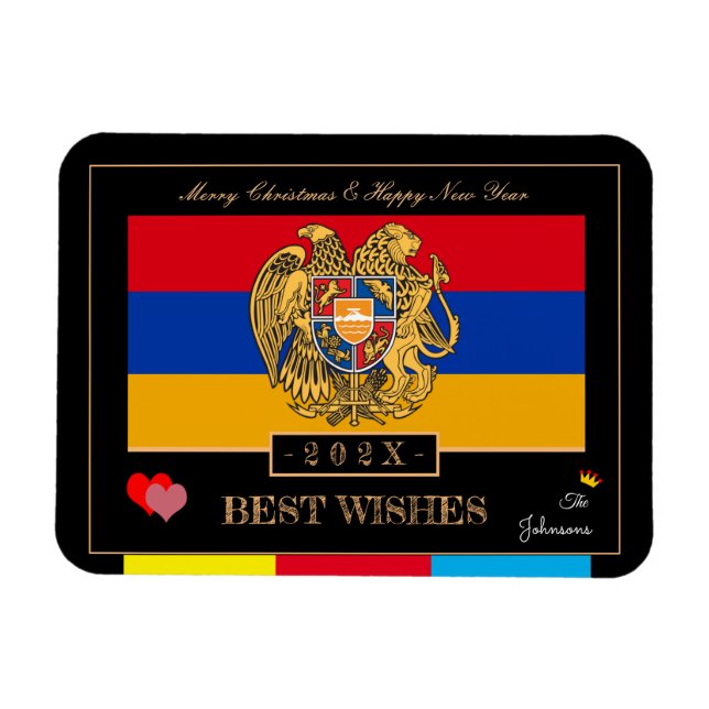 Imán Bandera armenia 2026 y Feliz Año Nuevo, Armenia (Horizontal)