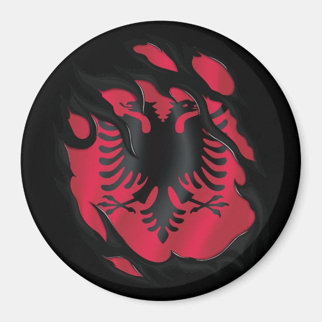 Imán Bandera arrancada de Albania (Frente)