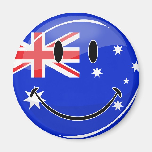 Imán Bandera australiana brillantemente sonriente (Frente)