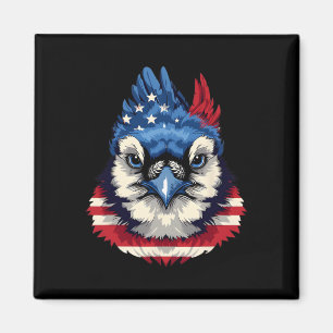 Imán Bandera Azul Jay Patriotic Bird Face 4 De Julio