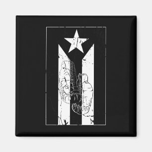 Imán Bandera Blanca Y Negra De Puerto Rico Con Guante D