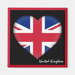 Imán Bandera británica vintage y Corazón, Reino Unido
