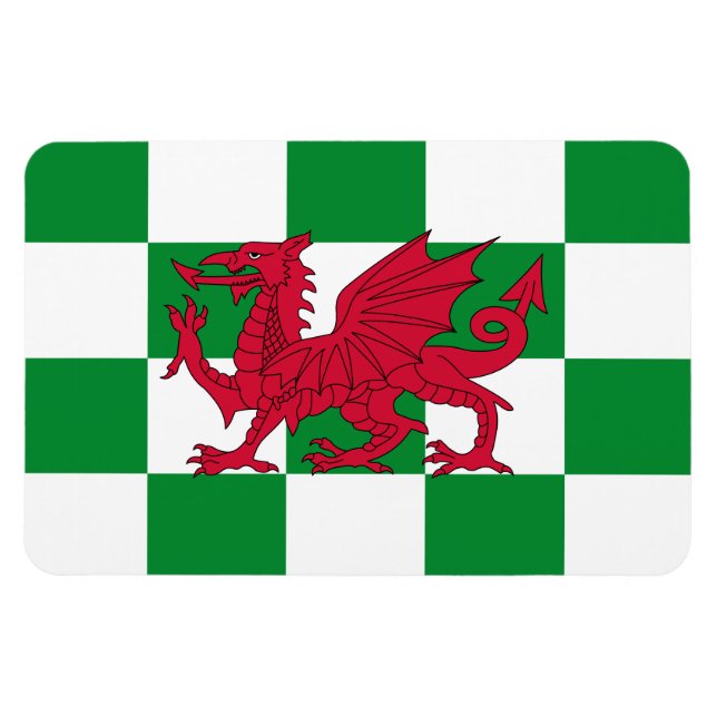 Imán Bandera Celta Dragón Rojo Místico de Gales (Horizontal)