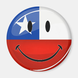 Imán Bandera chilena sonriente de la ronda brillante
