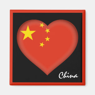 Imán Bandera china y corazón chino, vacaciones y deport
