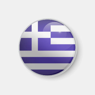 Imán Bandera circular brillante de Grecia
