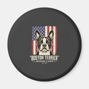 Imán Bandera clásica americana del Boston Terrier