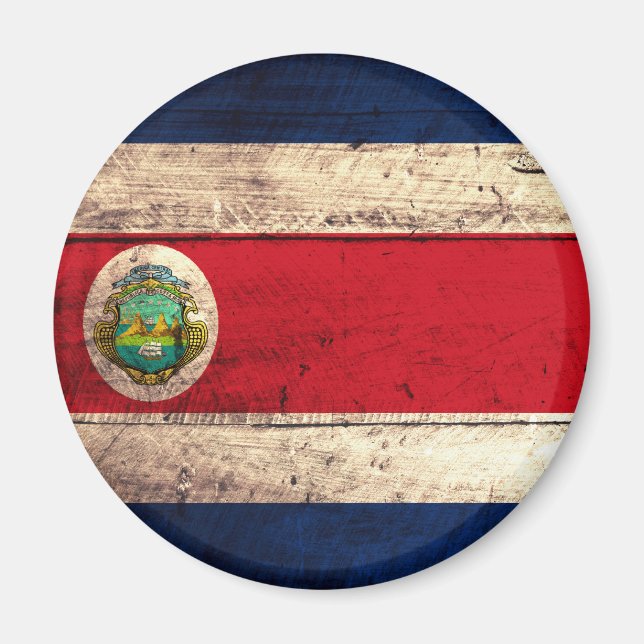 Imán Bandera costarricense de madera antigua (Frente)