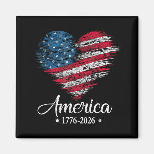 Imán Bandera de América EE. UU. Corazón 1776 2026 4 de 