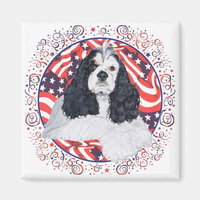 Imán Bandera de American Cocker Spaniel (Frente)