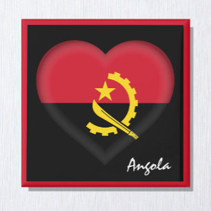 Imán Bandera de Angola y corazón angoleño, feriado y de