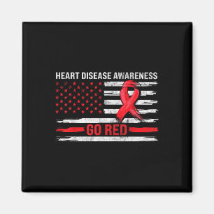 Imán Bandera de apoyo a la enfermedad del corazón rojo 