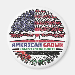 Imán Bandera de árbol palestino-estadounidense en Pales