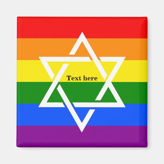 Imán Bandera de arcoiris gay, estrella judía de David M (Frente)