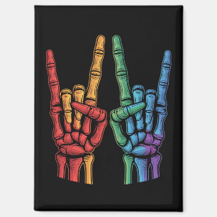 Imán Bandera de arcoíris LGBTQ Mano de roca esqueleto O