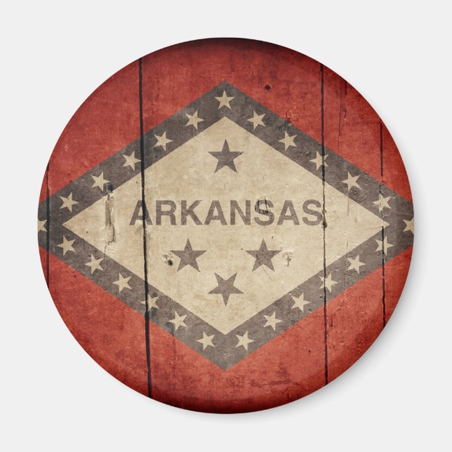 Imán Bandera de Arkansas Rugged (Frente)
