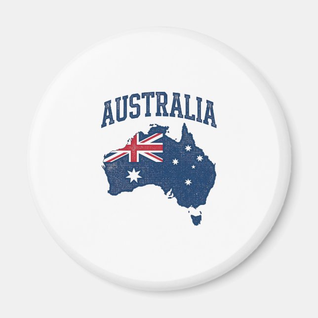 Imán Bandera de Australia Mapa Gráfico Antiguo Deterior (Frente)