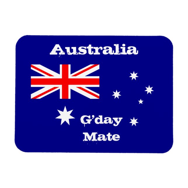 Imán Bandera de Australia y fanáticos del G'day Mate, v (Horizontal)