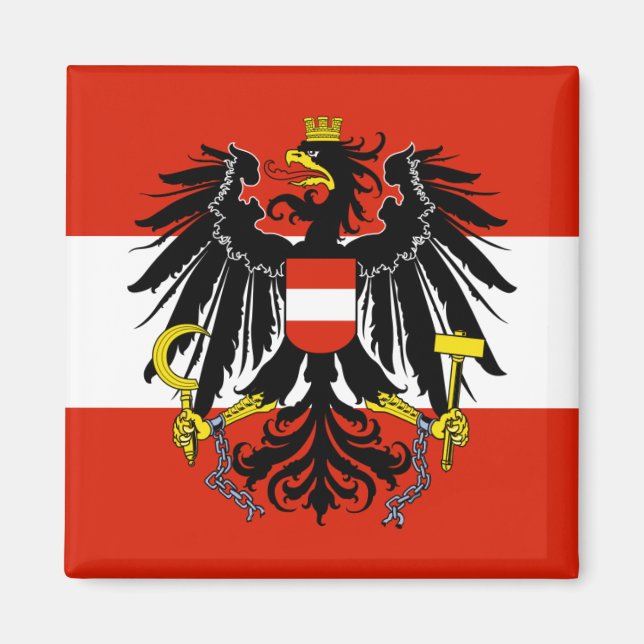 Imán Bandera de Austria con escudo de armas (Frente)
