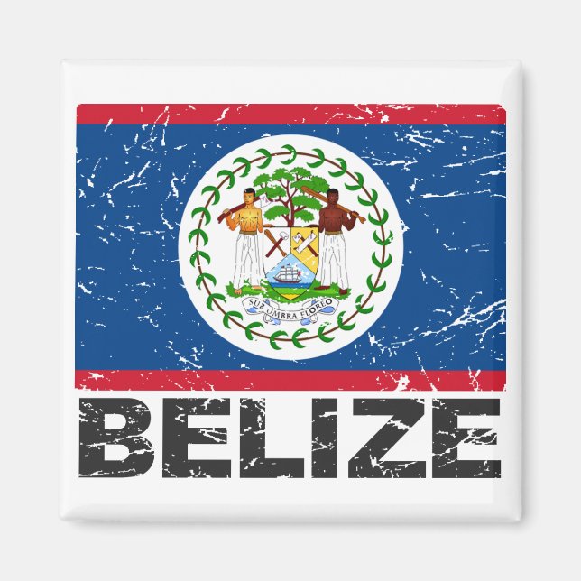 Imán Bandera de Belice Vintage (Frente)