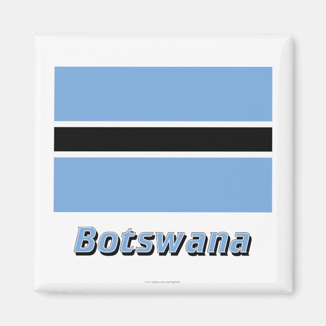 Imán Bandera de Botsuana con nombre (Frente)
