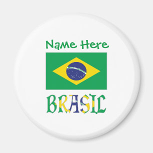 Imán Bandera de Brasil Brasil Personalizada Verde