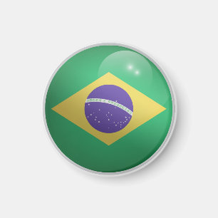Imán Bandera de Brasil en Círculo Brillante