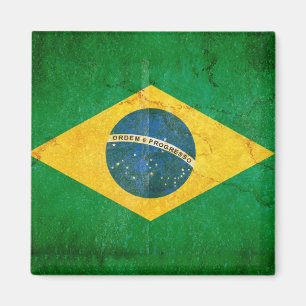 Imán Bandera de Brasil en Grunge