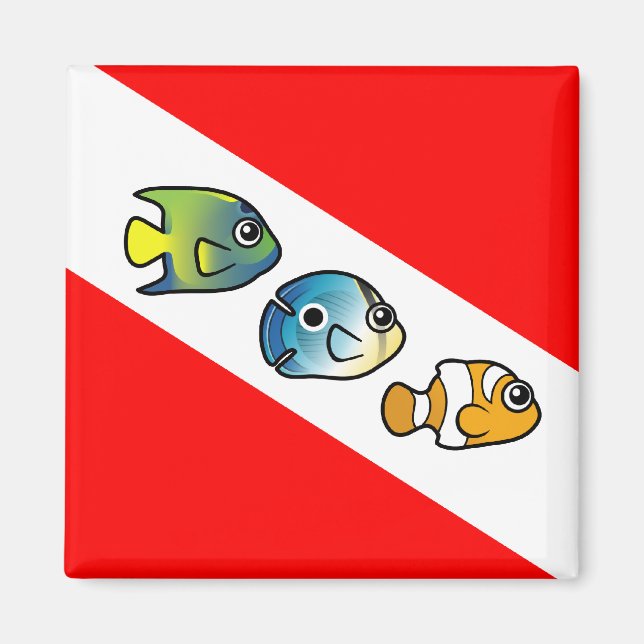 Imán Bandera de buceo adorable (Frente)