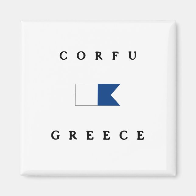 Imán Bandera de buceo alfa Corfu Grecia (Frente)