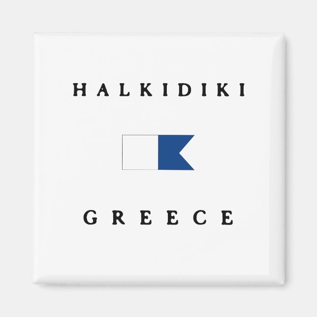 Imán Bandera de buceo alfa de Halkidiki Grecia (Frente)