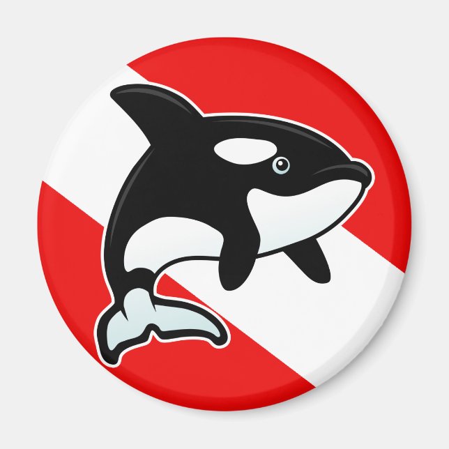 Imán Bandera de buceo personalizado Orca (Frente)
