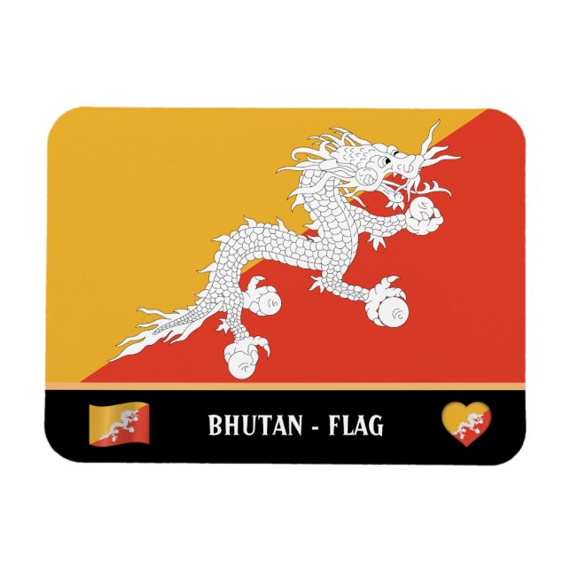 Imán Bandera de Bután y el dragón de Bután (Horizontal)