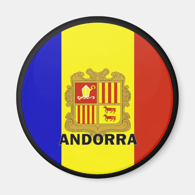 Imán Bandera de calidad de Andorra Roundel (Frente)