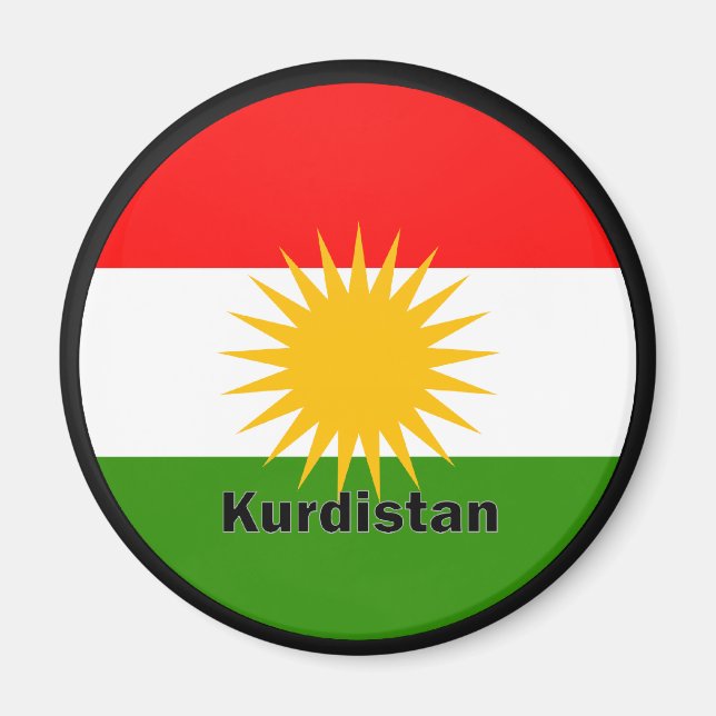 Imán Bandera de calidad de Kurdistán Roundel (Frente)