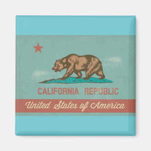 Imán Bandera de California de estilo vintage