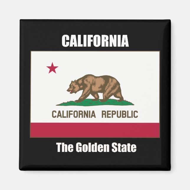 Imán Bandera de California y eslogan (Frente)