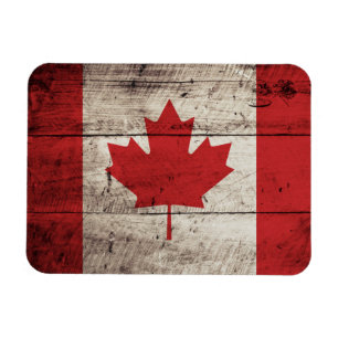 Imán Bandera de Canadá en grano de madera viejo