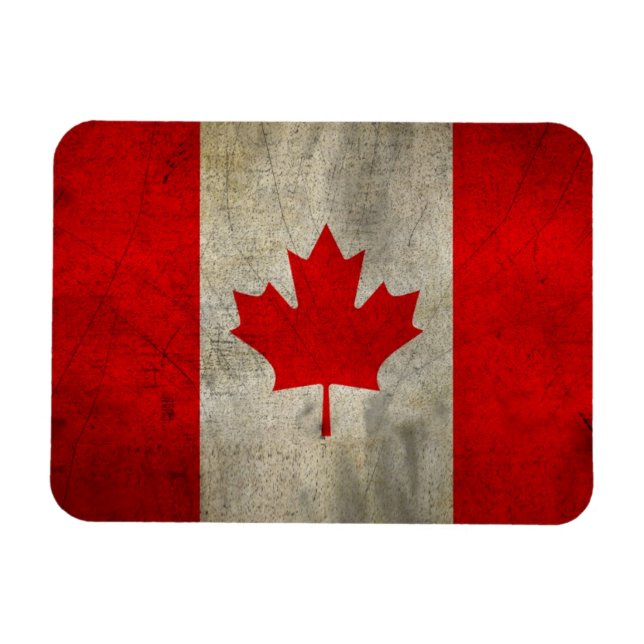 Imán Bandera de Canadá en Grunge (Horizontal)
