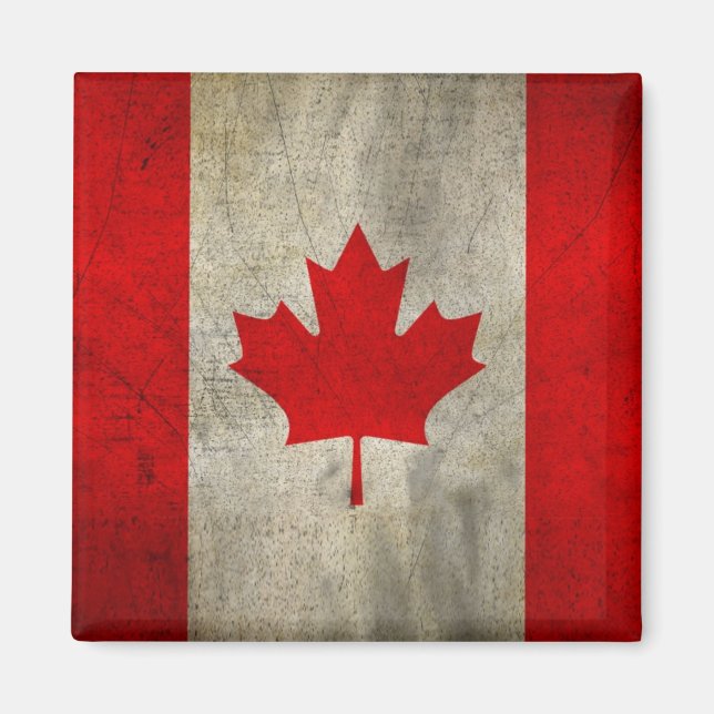 Imán Bandera de Canadá en Grunge (Frente)