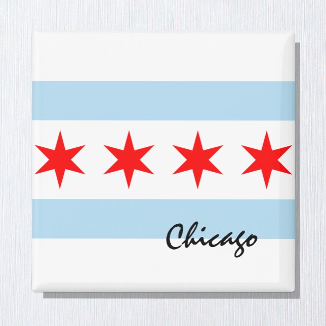 Imán Bandera de Chicago, City & Illinois State USA / de (Subido por el creador)