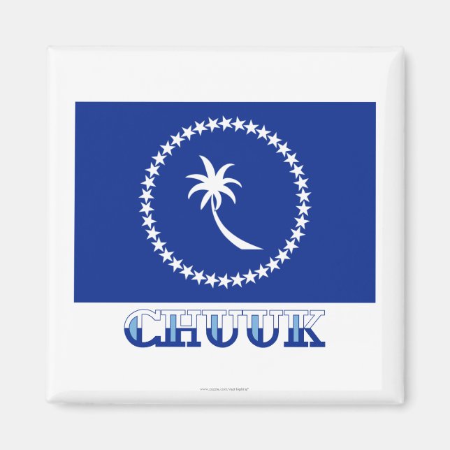 Imán Bandera de Chuuk, con nombre (Frente)