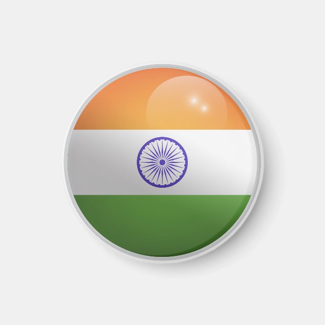 Imán Bandera de círculo brillante de la India (Frente)
