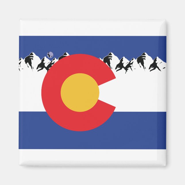 Imán Bandera de Colorado con montañas (Frente)