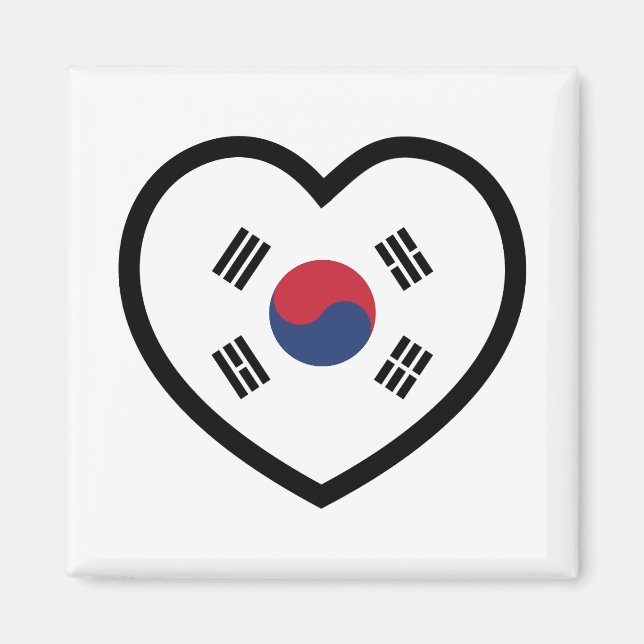 Imán Bandera de Corea del Sur Corazón (Frente)