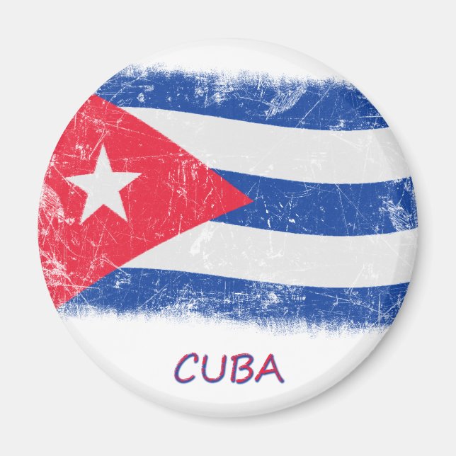 Imán Bandera de Cuba Grunge (Frente)