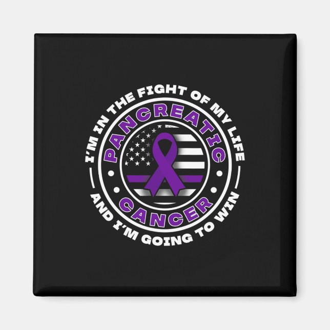 Imán Bandera De Ee.Uu. Con Cintas Púrpura Para El Cánce (Frente)