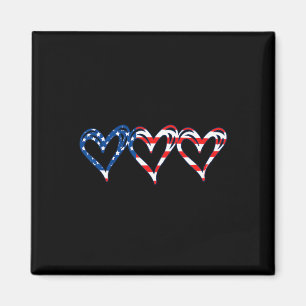 Imán Bandera De EE. UU. Corazones Patrióticos Estadouni