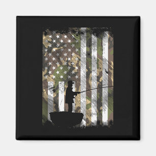 Imán Bandera de EE. UU. de camuflaje Pescador Vintage P